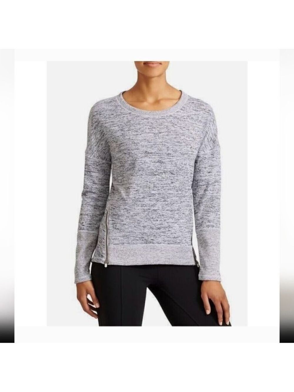 Athleta Grey Space Dye Sharkbite Sweatshirt